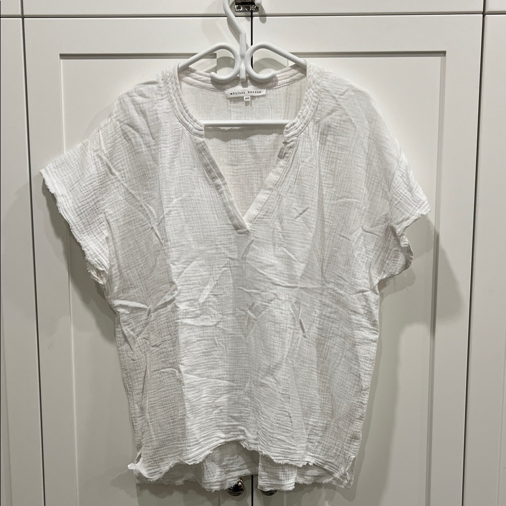 MELISSA NEPTON White Textured Short Sleeve Tee
